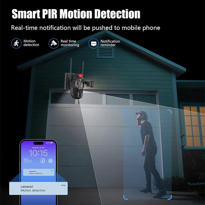 Solar Camera Outdoor WiFi PTZ 2-Way Talk Night Vision Security 32GB Surveillance gallery