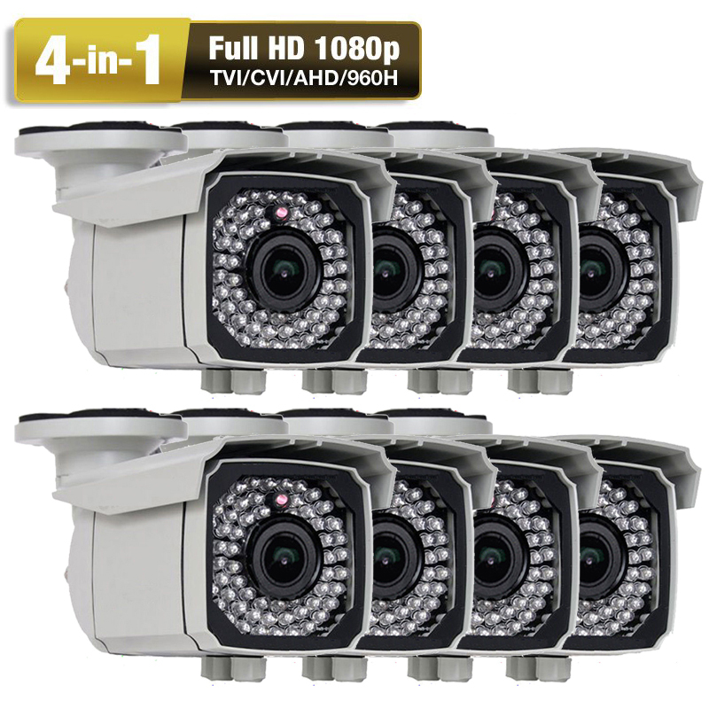 HD HDTVI 2.6MP 1080P (8) 4-in-1 66IR OSD Menu 960H 7& Cut Security Camera System