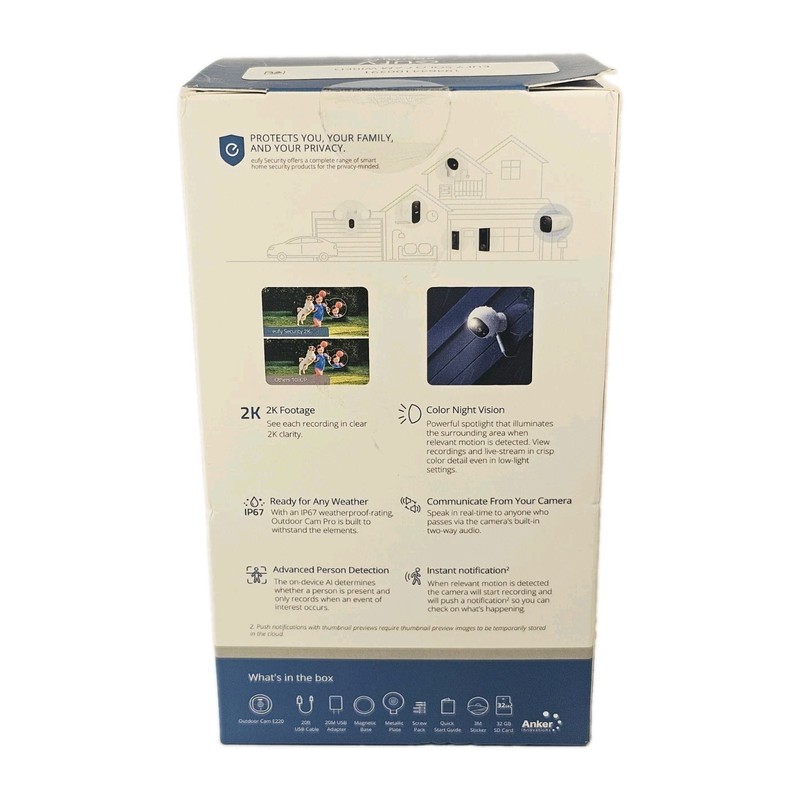 Eufy Outdoor Cam Pro Wired 2K Spotlight Camera White T8441Z21 New Sealed gallery