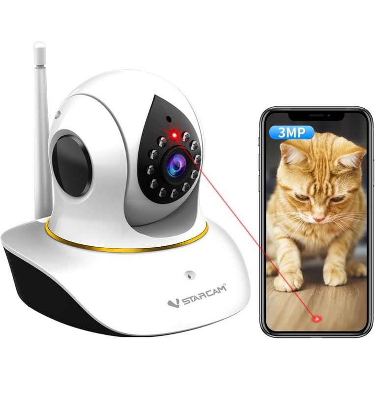 VSTARCAM Pet Camera with Laser, 3MP 2.4Ghz Wifi Interactive Dog & Cat Laser Toy