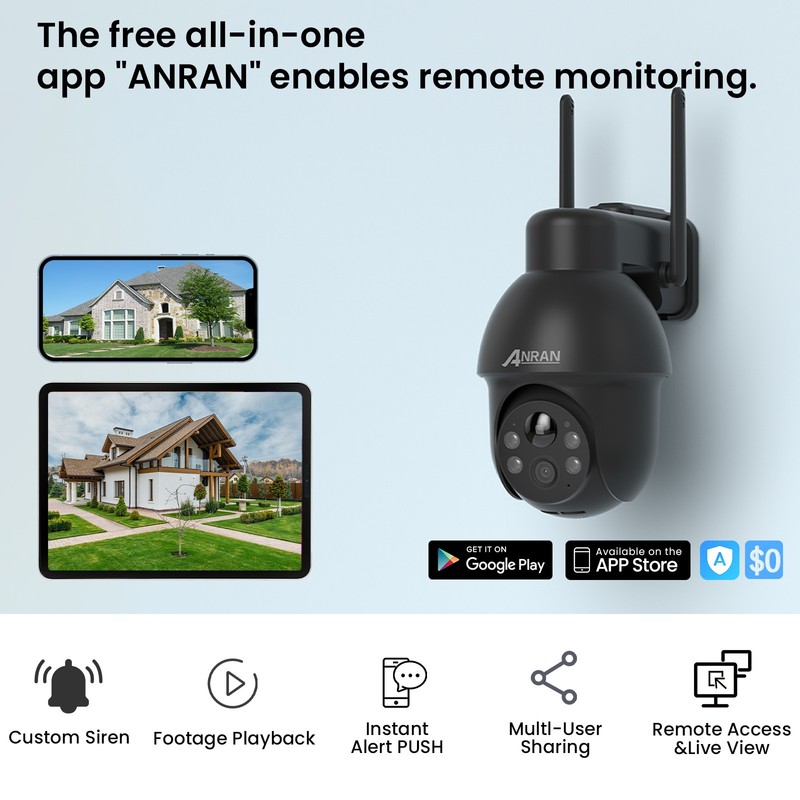 Solar Wireless Security Camera 360° PTZ 5MP Motion Detection Color Night Vision gallery