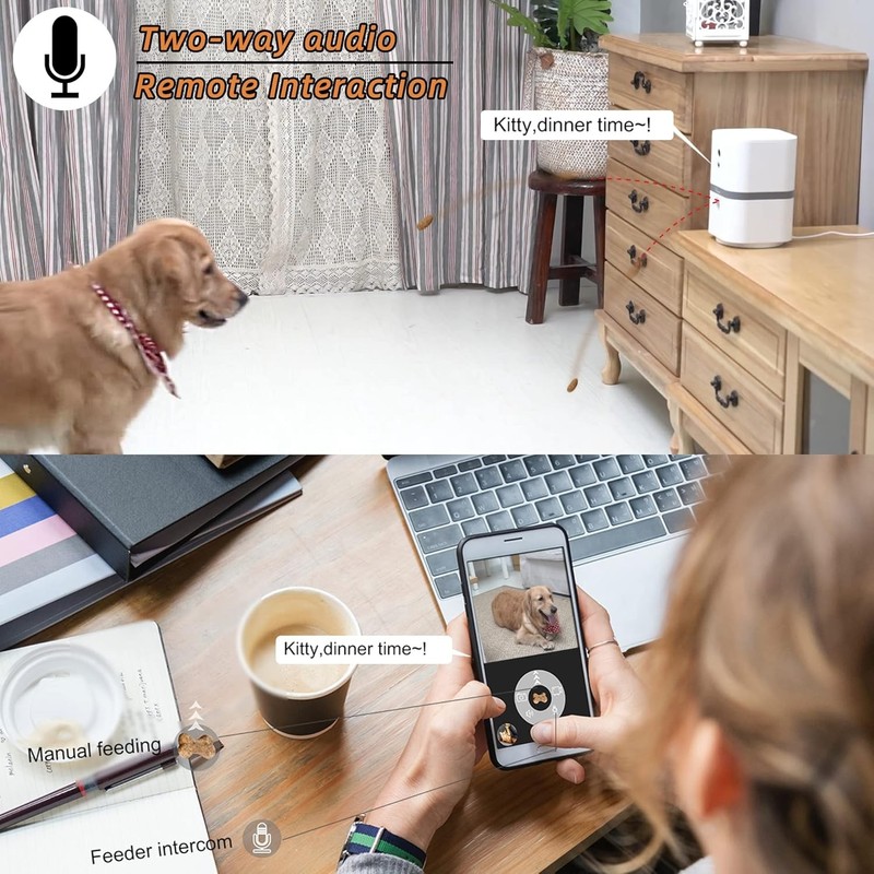 Petalk AI II Dog Camera Auto Treat Dispenser, 5G WiFi Full HD Pet with 180° Pan gallery