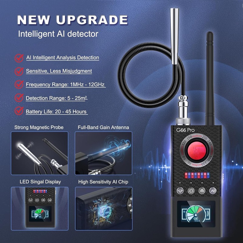 Pro Hidden Camera Detector Magnetic GPS Tracker Infrared Cam Finder LED Display gallery