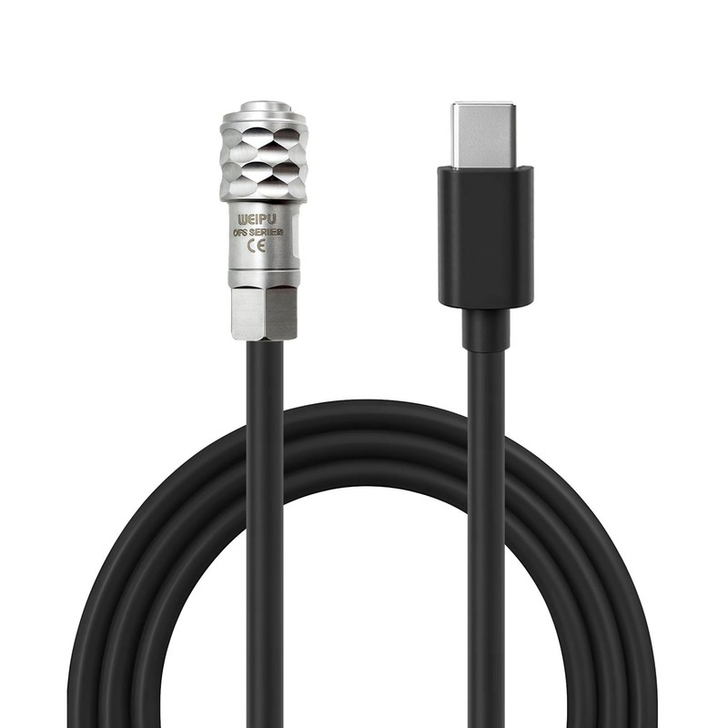 Type C PD To Weipu 2 Pin Female Coiled Power Cable For BMPCC 4K/6K SF610S