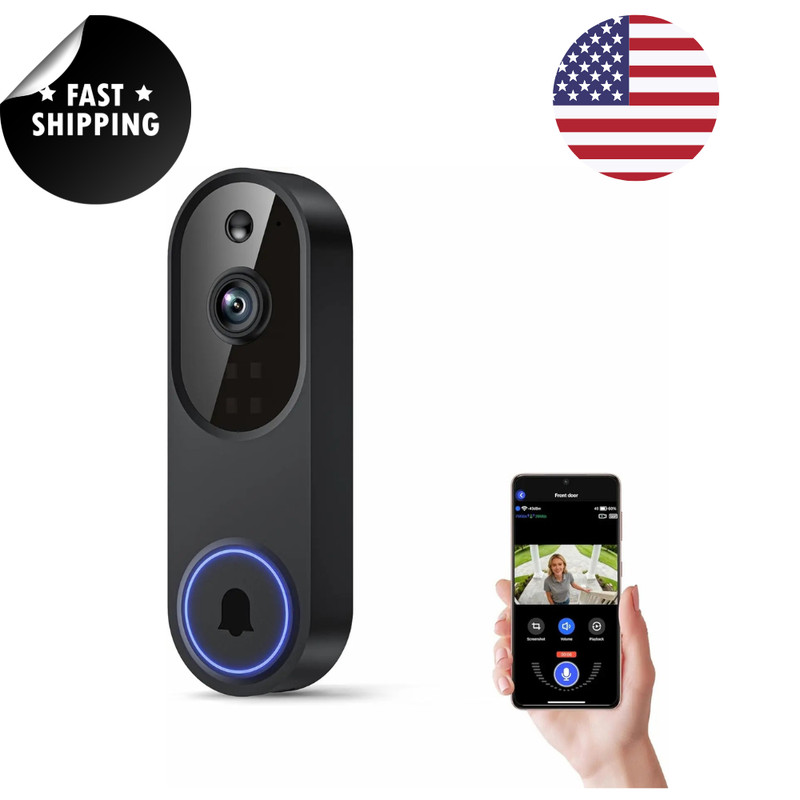 Wireless Wi-Fi Video Camra Doorbell with Two-Way Audio, AI Motion Detection, Ni