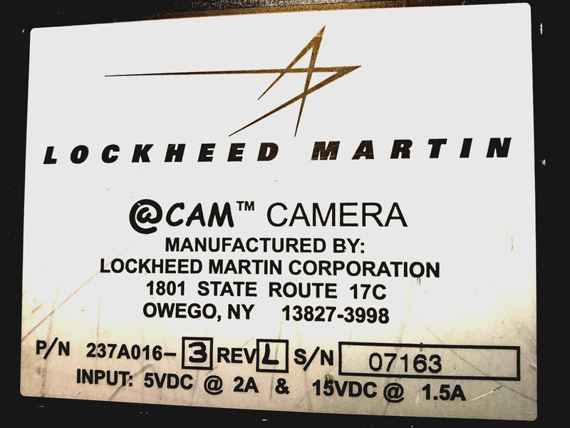 Lockheed Martin @CAM CAMERA P/N 237A016-3 REV L INPUT 5VDC @ 2A gallery
