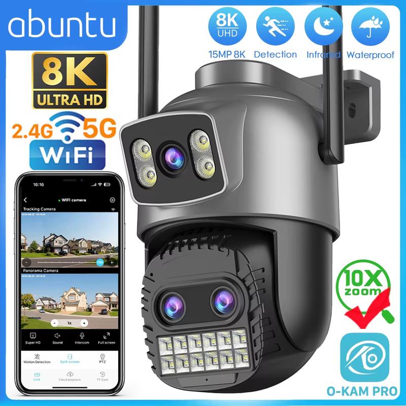 15MP 8K 10X Optional Zoom Wifi Camera Outdoor Three Lens Screens Video Surveilla gallery