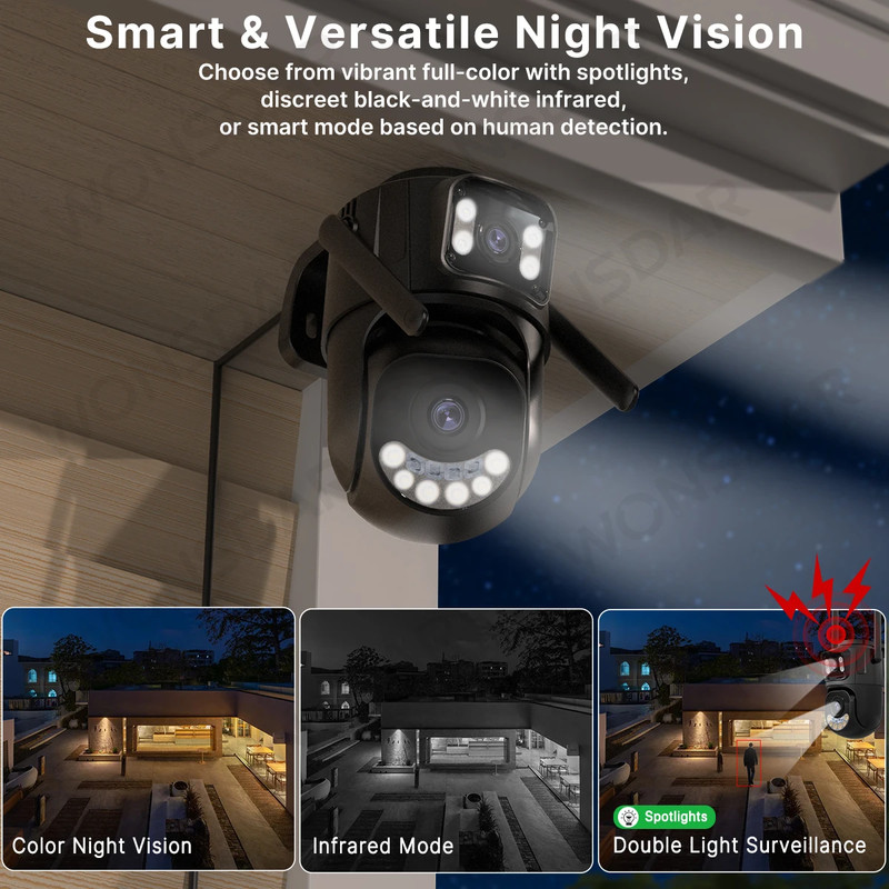 External Wifi PTZ Camera Dual Lens 2.4Ghz&5Ghz Wifi Outdoor IP Camera Auto Track gallery