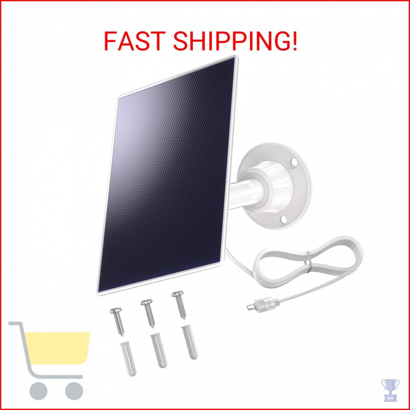 Solar Panel Compatible with Simplisafe Outdoor Camera, IP65 Waterproof, 360° Adj
