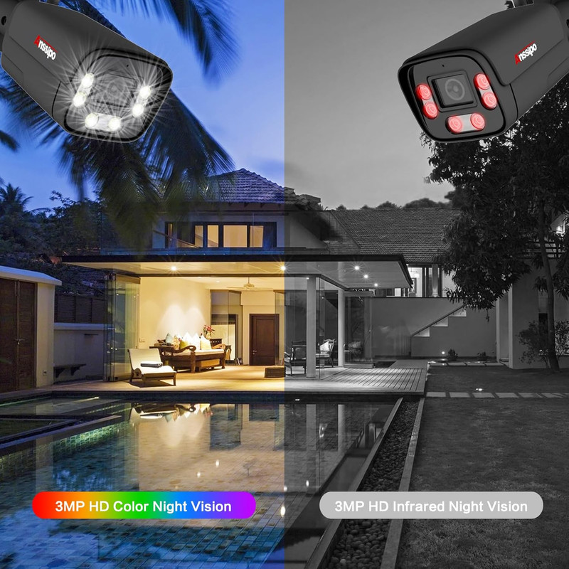 Dual Warning 4K Security Camera System, 4Pcs Plug in Surveillance Camera for Out gallery