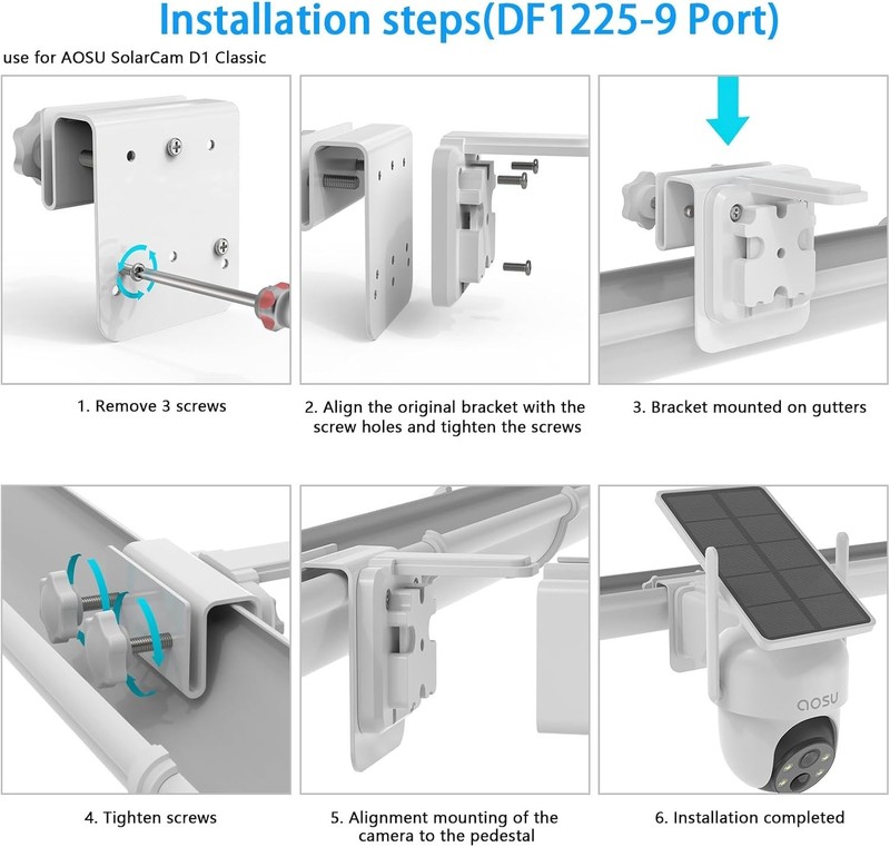 Gutter Mount for AOSU Solar Security Cameras Outdoor WirelessSolarCam D1 Clas... gallery