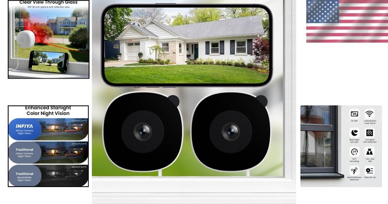 No Drill 2-Pack Security Cameras: Color Night Vision & AI Human Detection gallery