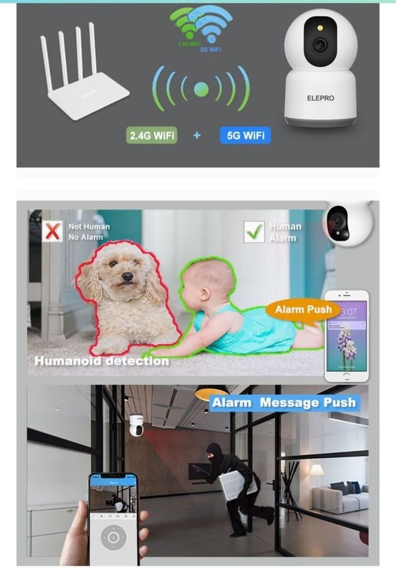 WiFi Surveillance Camera, Indoor Camera Color Night Vision 2.5K 5MP/5G gallery