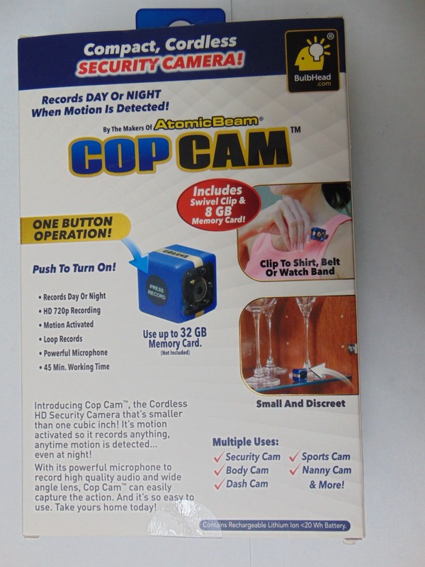 NEW Atomic Beam Cop Cam Mini Security Camera by BulbHead Body Dash Cam with Clip gallery