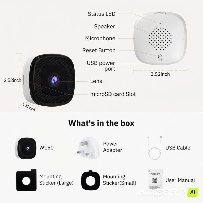 Girafit 3MP 2K Window Camera,2.4GHz & 5GHz WiFi Indoor Cameras 1 Pack, White gallery