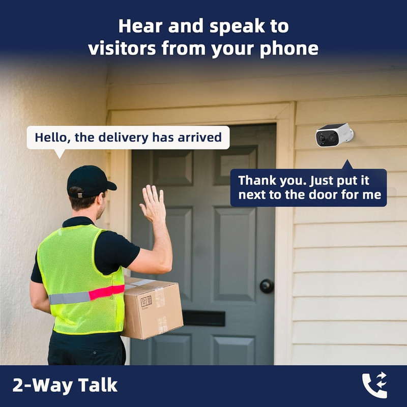 EVO Wireless 2K Solar Security Camera 2-Pack, 100% Wire-Free, Solar Powered, 2K gallery