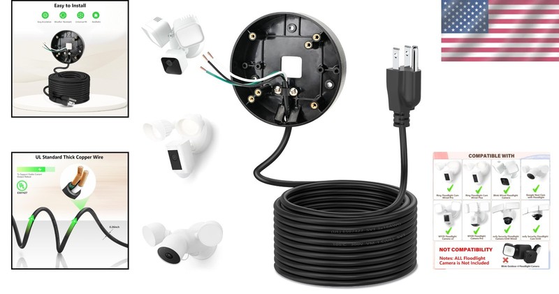 Power Cable & Mount for Floodlight Cams - Weatherproof gallery