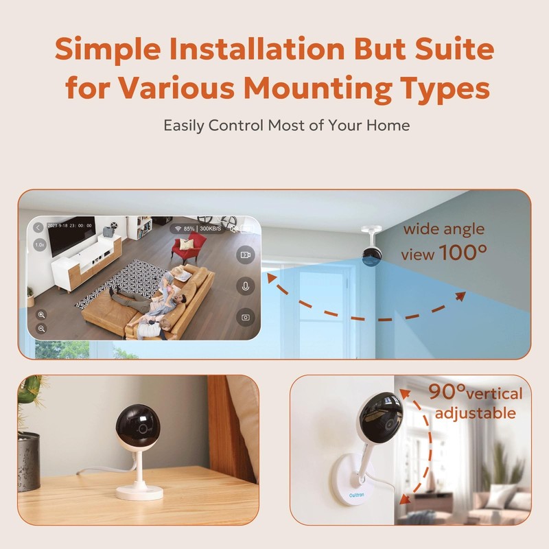Indoor Security Camera 2K Motion Detection Pet Cam Baby Monitor Night Vision gallery