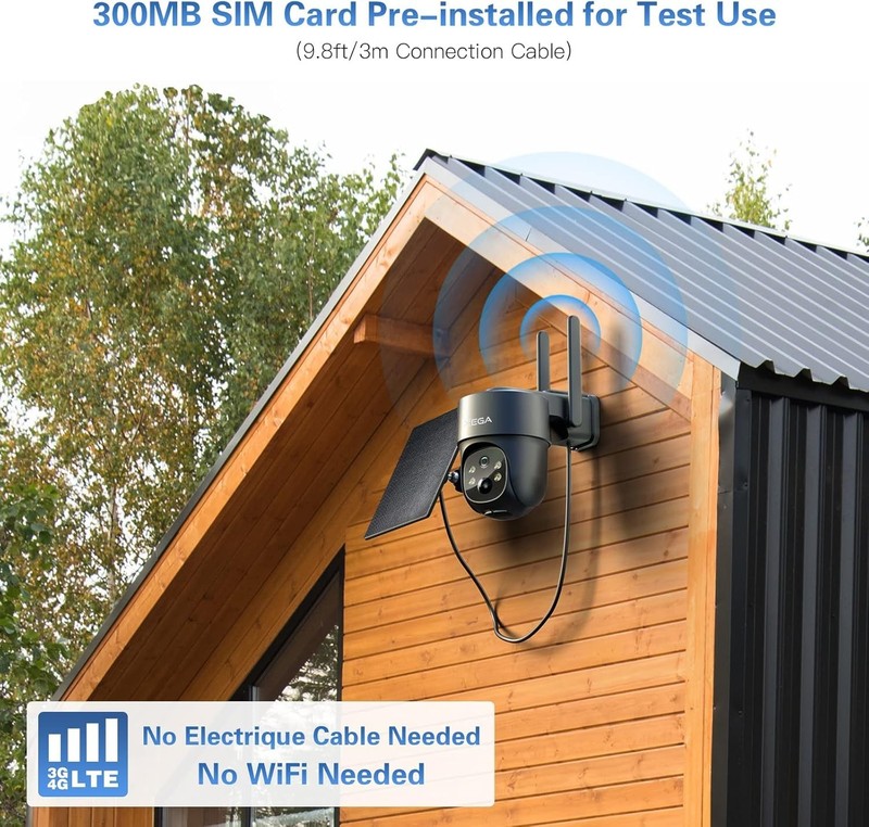 4G LTE Cellular Security Camera Solar with SIM Card,Wireless Outdoor No WiFi ... gallery