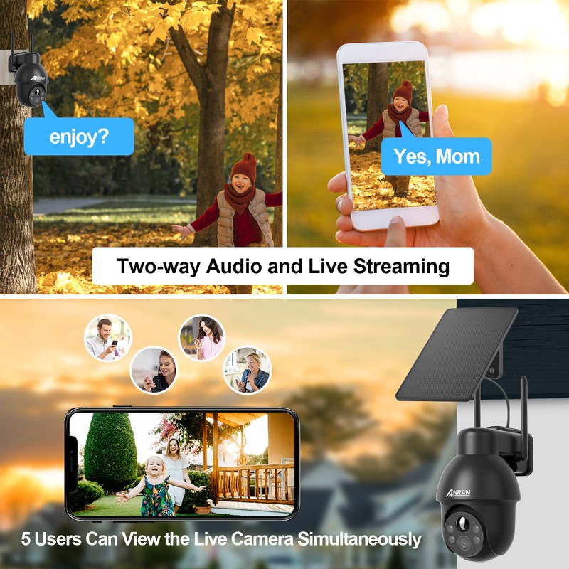 ANRAN 3MP Wireless Security Camera Solar Battery Home WiFi PTZ Outdoor 360° View gallery