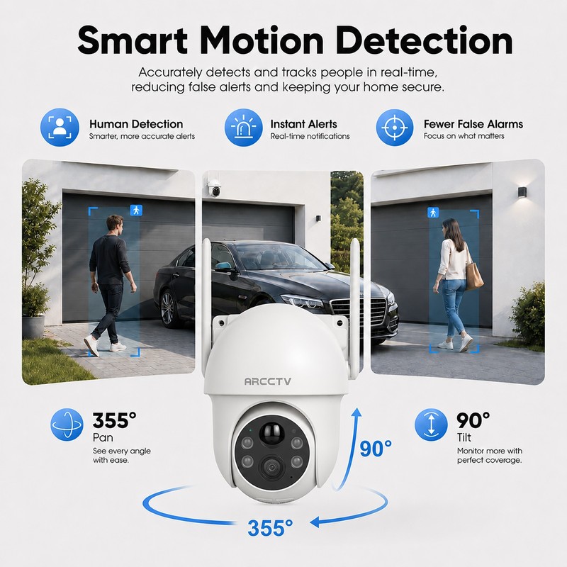 4MP Wireless Solar Battery Security Cameras WiFi Outdoor Smart Home 2 Way Audio gallery