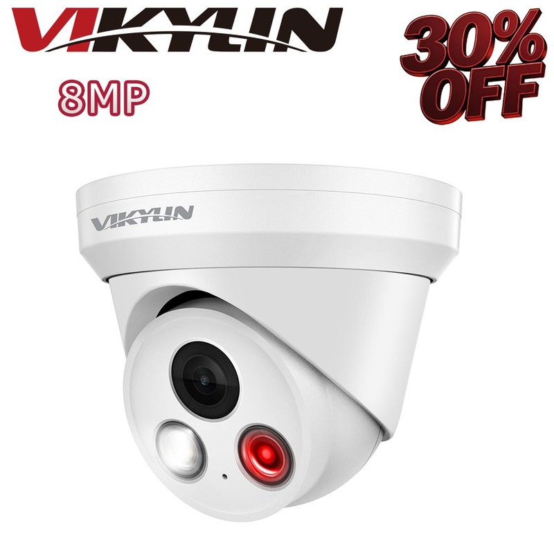 VIKYLIN C82 POE Dual Light Color+IR Wired 8MP 4K IP Camera Microphone Onvif NDAA