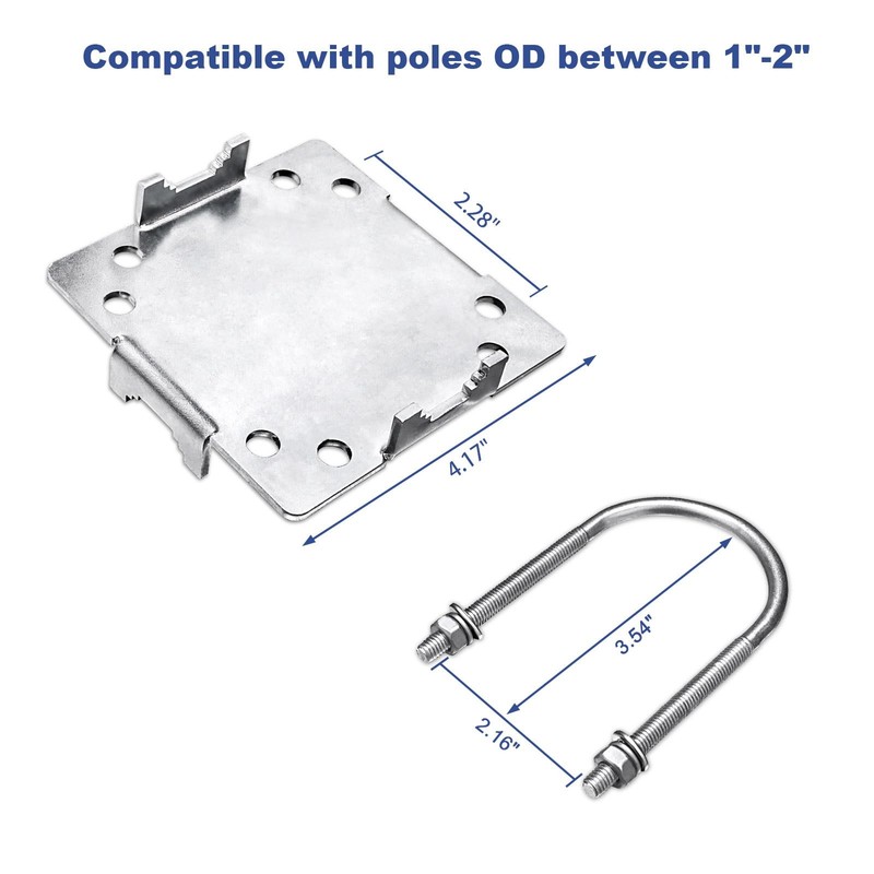 Antenna Mast Clamp CrossOver Bracket Kit with U Bolts for 1"2" OD Poles, Heav... gallery