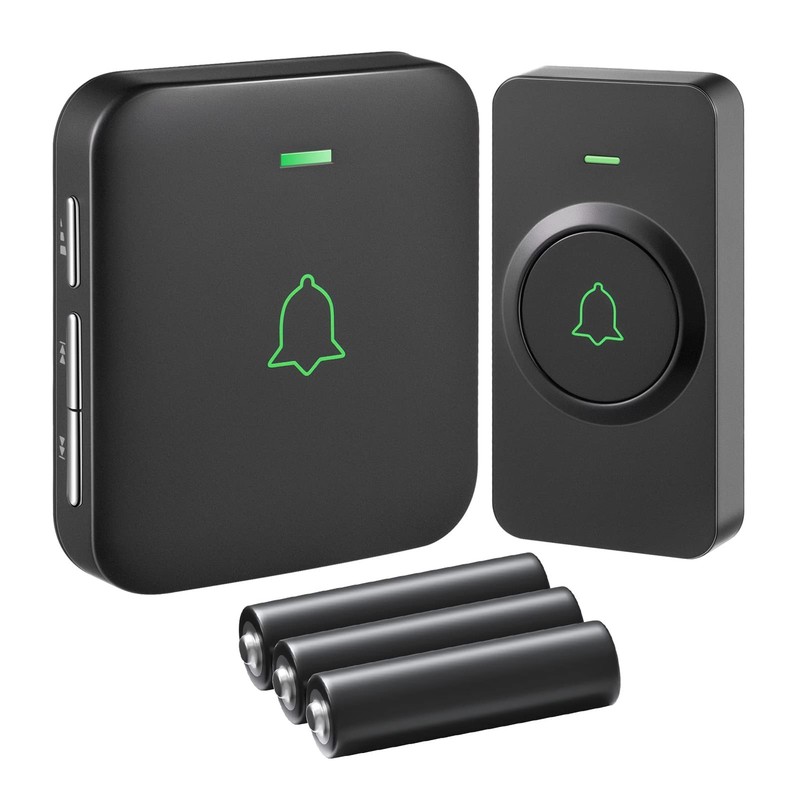 AVANTEK Wireless Door Bell, BA-11 Waterproof Battery Operated Doorbell Black