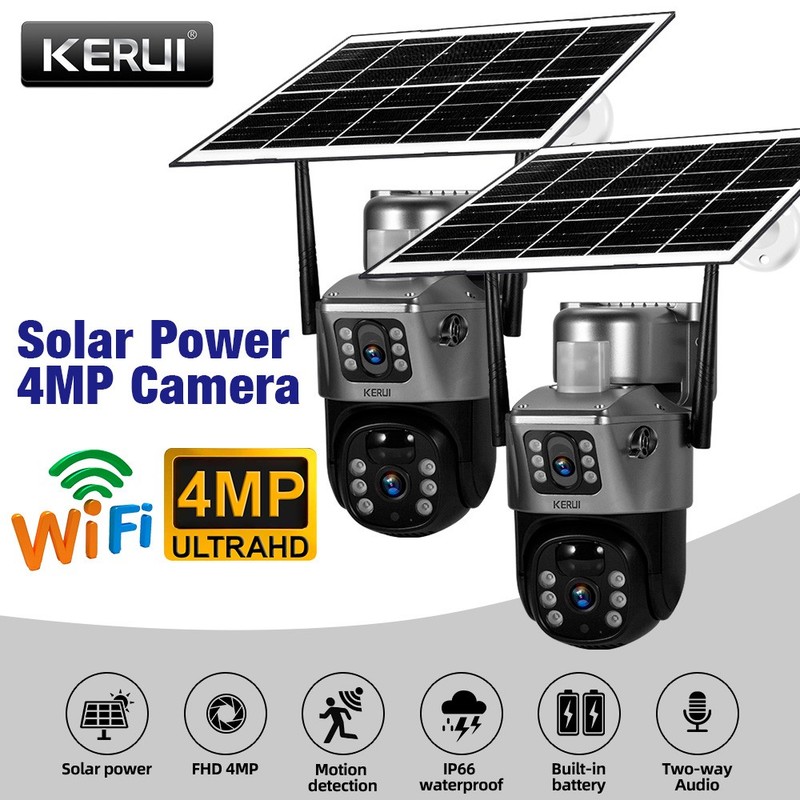 Solar Battery Powered Wireless WiFi Outdoor Pan/Tilt Home Security Camera System
