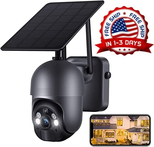 1080P WiFi Camara De Seguridad Solar Para Exterior Inalambricas Vision Nocturna