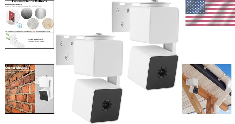 2-Pack Adhesive Wall Mount Bracket for Wyze Cam V3/V4/V2 - Easy Installation gallery