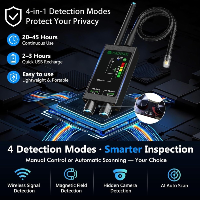 Compact M8000 Hidden Camera Finder & Magnetic Tracker Detector for Travel Safety gallery
