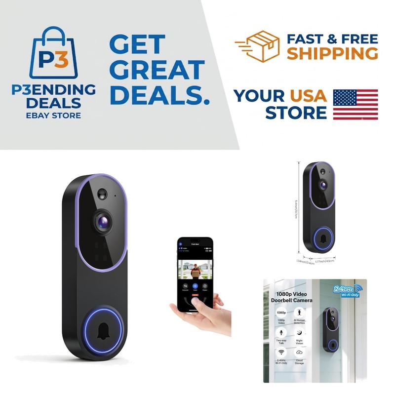 Intelligent 1080p Video Doorbell with 2-Way Audio & High-Definition Night Vision