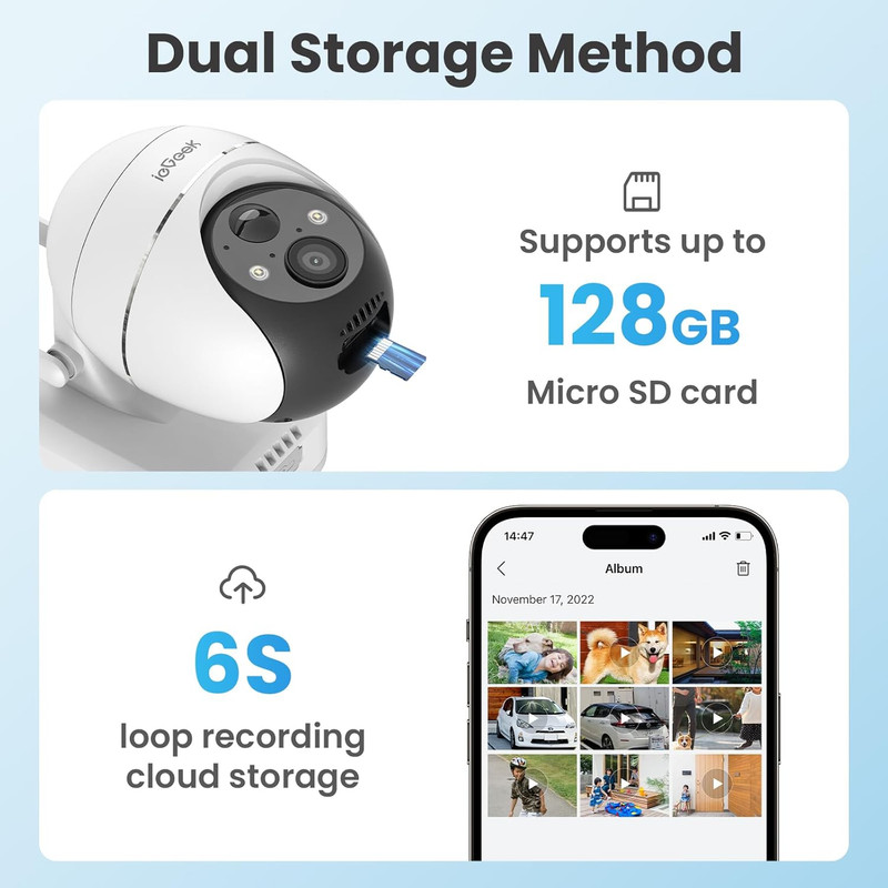 Security Camera Outdoor, 2K Wireless Wifi 360°PTZ Camera, Solar Battery Powered gallery