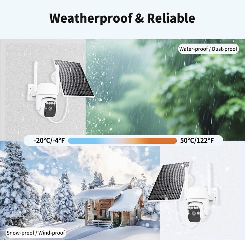 Solar Powered Security Camera, 360° Wireless Outdoor Camera,Motion Tracking, AI gallery