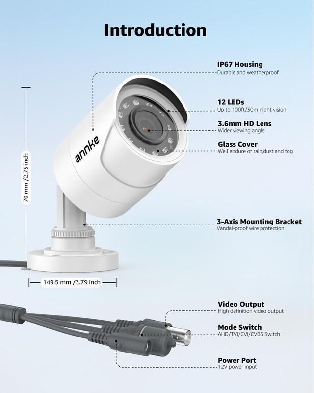 ANNKE 1080p Security Camera 4-in-1 CCTV Bullet 1 Count (Pack of 1), White gallery