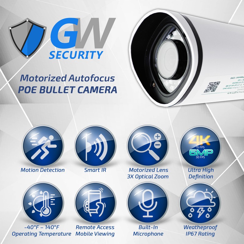 16CH NVR Security Camera System w/ 16 x 4K 3X Optical Zoom Microphone Camera 2TB gallery