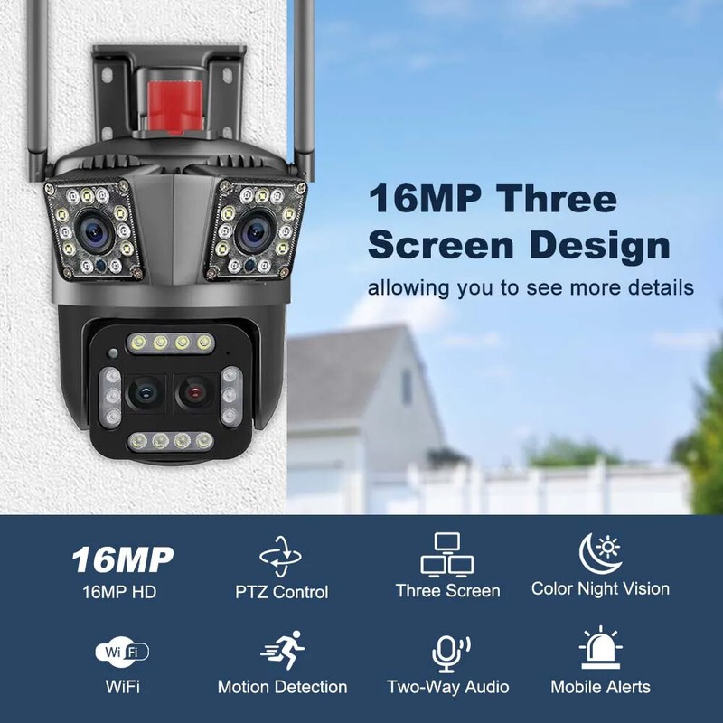 16MP Outdoor WiFi Camera PTZ 360° Surveillance Motion Tracking Security Camera gallery