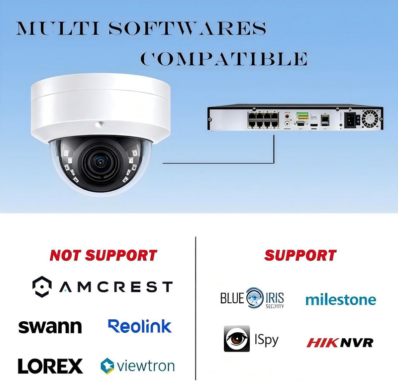 4K 8MP Poe IP Vandal Dome Poe IP Camera Outdoor, 2.8Mm Wide Angle 105° Fov, 98Ft gallery