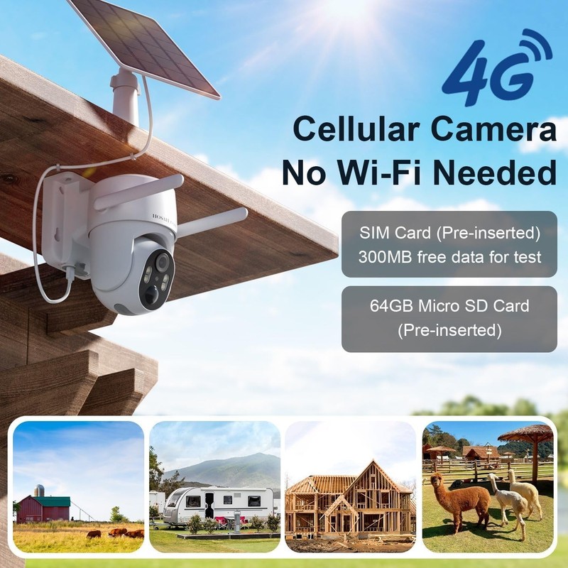 4G LTE Cellular Security Camera No Internet Needed, Solar No wifi Security Ca... gallery