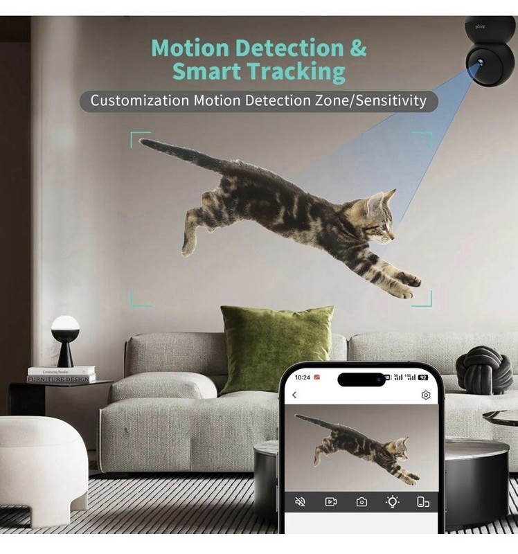 Security Camera for Home, Pets, Dogs & Cats – 5G & 2.4G WiFi, 3K, 360° Pan/Tilt gallery
