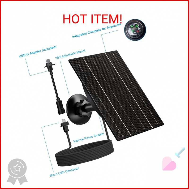 VUEBEE Solar Panel for Blink Outdoor 4/3/XT2/XT Camera, 4W High-Efficiency Solar gallery