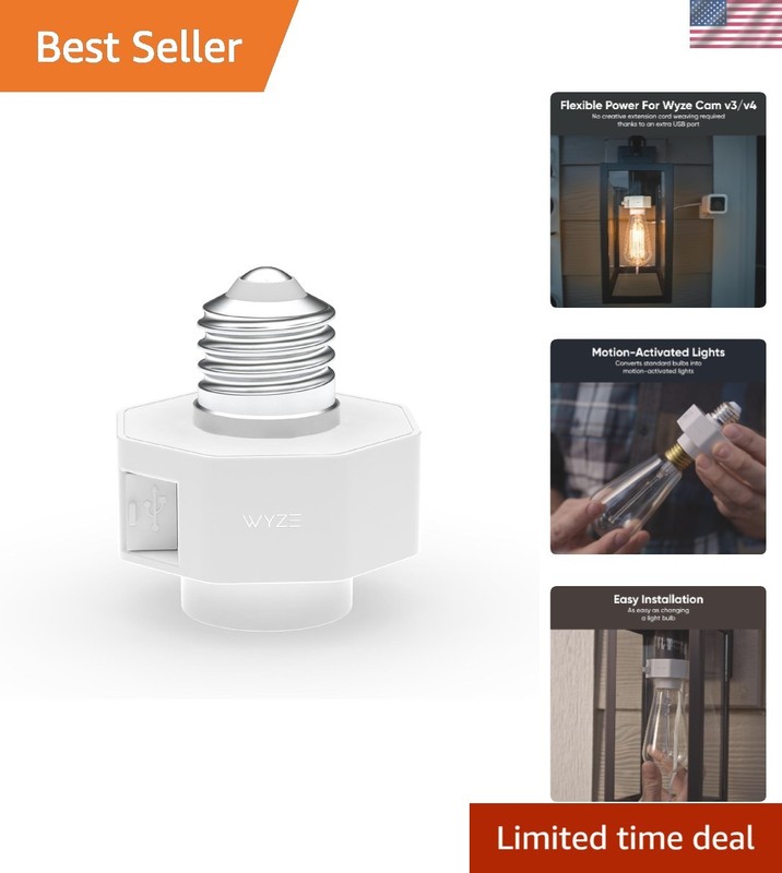 Lamp Socket Power Adapter for Wyze Cam v3/v4 – Smart Outdoor Lighting Solution