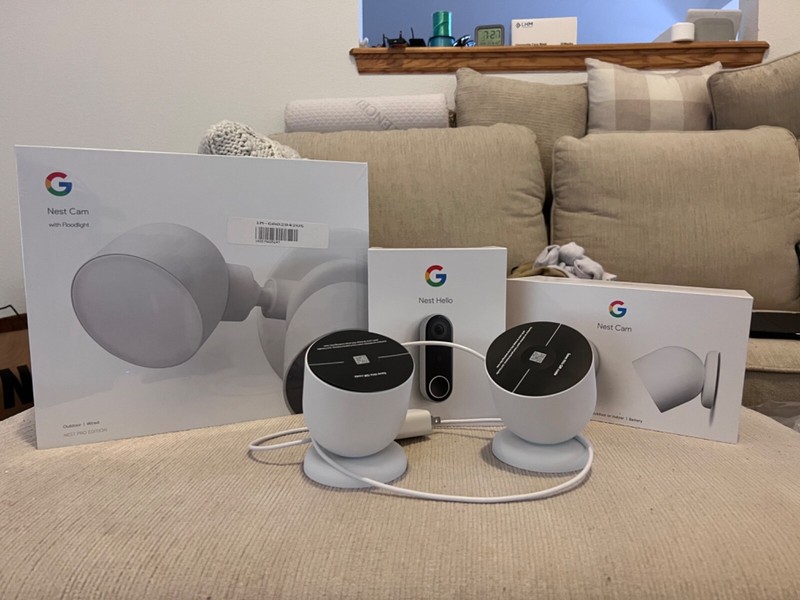 Google Nest Cam Indoor/Outdoor Surveillance Camera – Snow, Pack of 2