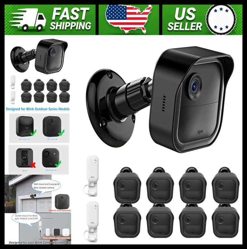 8 Pack Blink Outdoor Camera Mount with Outlet Wall Mount, Black