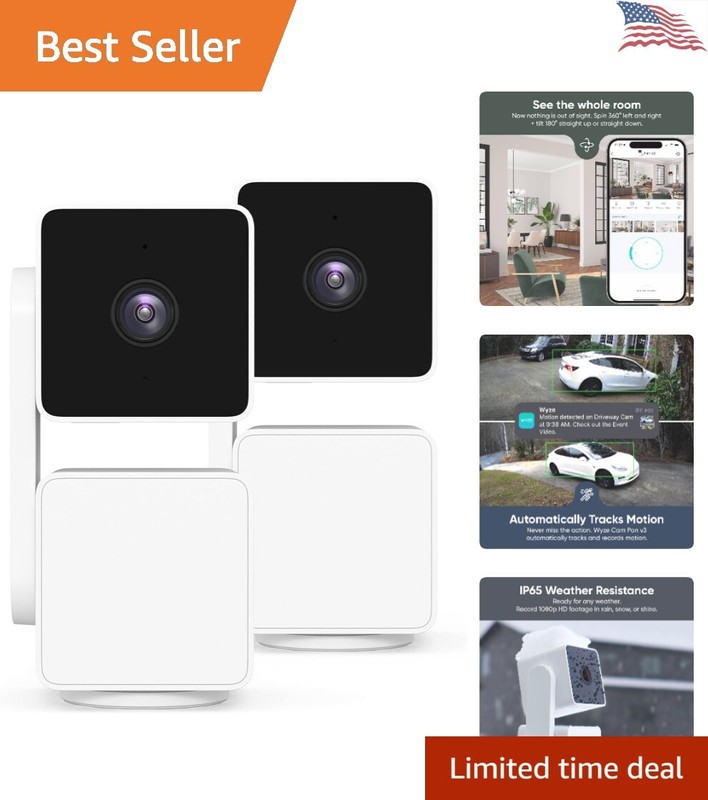 Smart Security Camera – Night Vision – Alexa & Google Assistant – 2-Pack