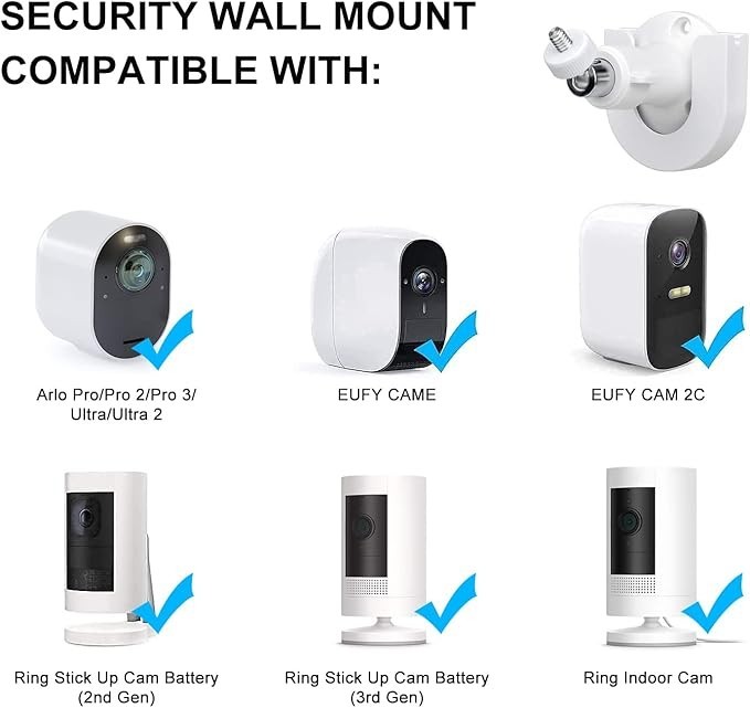 2-Pack Adjustable Adhesive Wall Mount for Arlo Pro/Ultra, Ring, eufyCam gallery