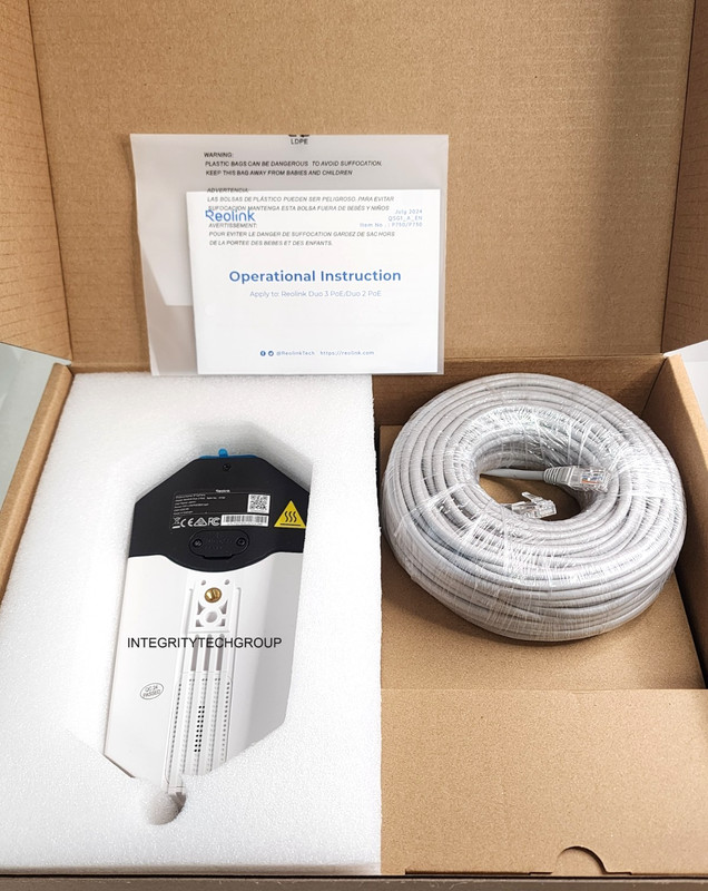 Reolink Duo 2 POE 8MP 4k Panoramic View Dual Lens POE Camera White, NEW