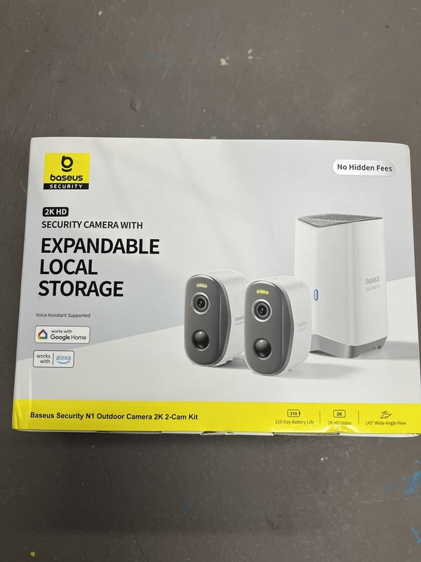 Baseus Security N1 Outdoor Camera 2K 2-Cam Kit, 210 Days Battery Life