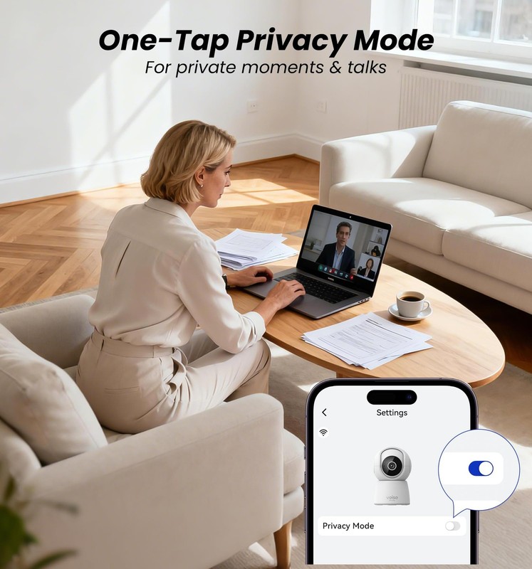 Veise 2K Indoor Security Camera 2.4GHz, 360° Pan/Tilt Pet Camera with Motion Tra gallery